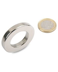 Ringmagnet Magnetring Ø 40/23 x  6 mm Neodym N42, Nickel - Haftkraft 10 kg