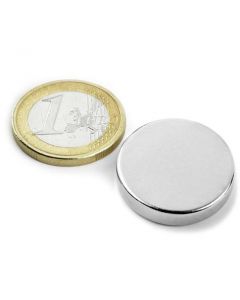 Scheibenmagnet / Rundmagnet Ø 25x 5mm – Neodym N50, Nickel – hält 8,6kg