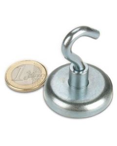 Magnethaken, Magnet mit Haken Ø 36 mm, Neodym, Zink - Hält 41 kg - Hakenmagnet