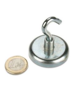 Magnethaken, Magnet mit Haken Ø 42 mm, Neodym, Zink - Hält 68 kg - Hakenmagnet