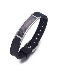 Magnetarmband Carbon Line schwarz mit zwei SmCo-Magneten & Germaniumstein Ge32
