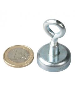 Ösenmagnet / Magnet mit Öse Ø 25mm – Neodym (NdFeB) Zink - Haftkraft 22 kg