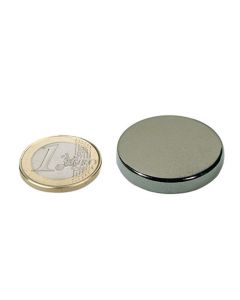Scheibenmagnet / Rundmagnet Ø 30x 5mm – Neodym N50, Nickel – hält 10,5kg