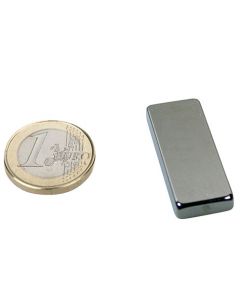 Quadermagnet Magnet-Quader  40 x  15 x  5mm Neodym N40, Nickel - hält 9,6 kg