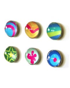 6 x Glasmagnet / Kühlschrankmagnete Ø 17mm verschiedene Muster bunt, Acryl