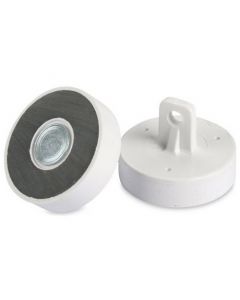 Dekorations Magnet Ø 43 mm mit Befestigungsöse, weiss - Gehäuse hält 12 kg