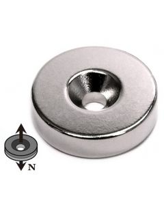 Ringmagnet mit Senkung Ø 30 / 5,3 x 5mm Neodym N35, Nickel - Nord - hält 8,1 kg