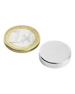 Scheibenmagnet / Rundmagnet Ø 20x 5mm – Neodym N42 (NdFeB) Nickel - hält 6,1 kg