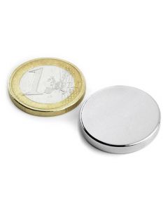 Scheibenmagnet / Rundmagnet Ø 25x 3mm – Neodym N45 (NdFeB) Nickel - hält 5,5 kg