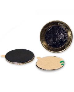 Scheibenmagnet selbstklebend 3M - Ø 22 x 1 mm Neodym N35 (NdFeB) – hält 2,6kg