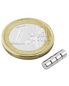 Scheibenmagnet / Rundmagnet Ø  4x 3mm – Neodym N48 (NdFeB) Nickel - hält 550g