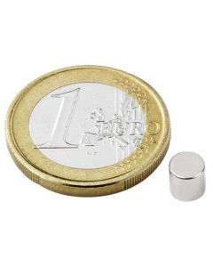 Scheibenmagnet / Rundmagnet Ø  5x 4mm – Neodym N45 (NdFeB) Nickel - hält 1,0kg