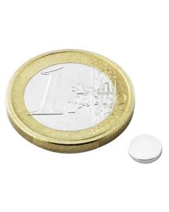 Scheibenmagnet / Rundmagnet Ø  6x 1mm – Neodym N45 (NdFeB) Nickel - hält 300g
