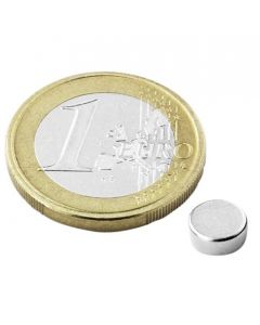 Scheibenmagnet / Rundmagnet Ø  6x 2mm – Neodym N45 (NdFeB) Nickel - hält 700g