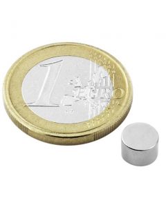 Scheibenmagnet / Rundmagnet Ø  6x 5mm – Neodym N45 (NdFeB) Nickel - hält 1,4 kg