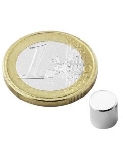 Scheibenmagnet / Rundmagnet Ø  6x 6mm – Neodym N48 (NdFeB) Nickel - hält 1,5 kg