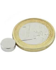 Scheibenmagnet / Rundmagnet Ø  8x 3mm – Neodym N40 (NdFeB) Nickel - hält 1,5 kg