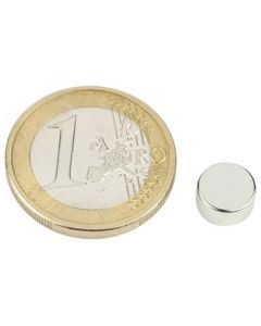 Scheibenmagnet / Rundmagnet Ø  8x 4mm – Neodym N45 (NdFeB) Nickel - hält 2,0 kg