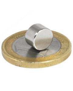 Scheibenmagnet / Rundmagnet Ø  8x 6mm – Neodym N35 (NdFeB) Nickel - hält 2,2 kg