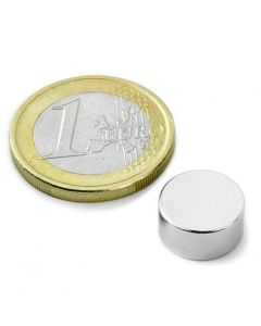 Scheibenmagnet / Rundmagnet Ø 12x 6mm – Neodym N45 (NdFeB) Nickel - hält 4,5 kg
