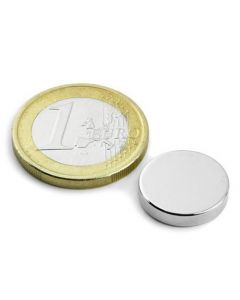 Scheibenmagnet / Rundmagnet Ø 15x 3mm – Neodym N45 (NdFeB) Nickel - hält 2,9 kg
