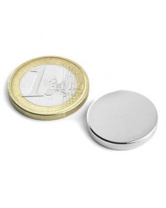 Scheibenmagnet / Rundmagnet Ø 20x 3mm – Neodym N45 (NdFeB) Nickel - hält 4,1 kg