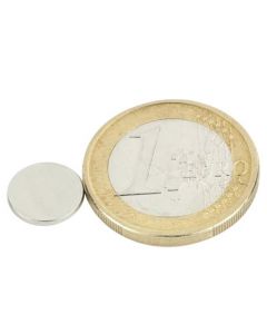 Scheibenmagnet / Rundmagnet Ø 10x 1mm – Neodym N35 (NdFeB) Nickel - hält 500 g