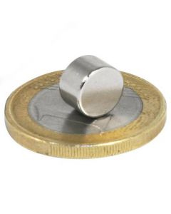 Scheibenmagnet / Rundmagnet Ø  8x 5mm – Neodym N45 (NdFeB) Nickel - hält 2,5 kg