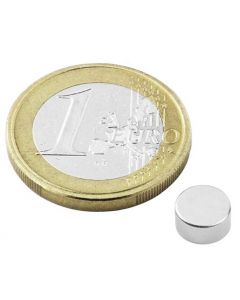 Scheibenmagnet / Rundmagnet Ø  6x 3mm – Neodym N45 (NdFeB) Nickel - hält 900g