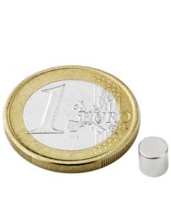 Scheibenmagnet / Rundmagnet Ø  5x 5mm – Neodym N45 (NdFeB) Nickel- hält 1,1kg