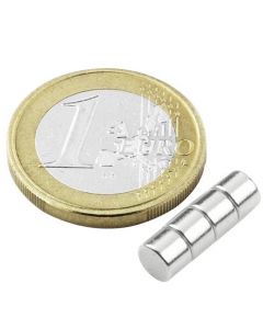Scheibenmagnet / Rundmagnet Ø  5x 3mm – Neodym N40 (NdFeB) Nickel- hält 900g