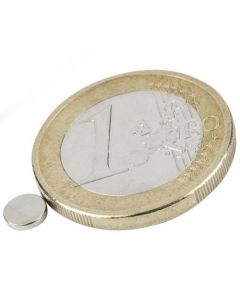 Scheibenmagnet / Rundmagnet Ø  5x 1mm – Neodym N45 (NdFeB) Nickel- hält 290g