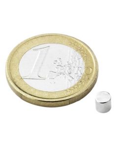Scheibenmagnet / Rundmagnet Ø  4x 4mm – Neodym N45 (NdFeB) Nickel- hält 650g