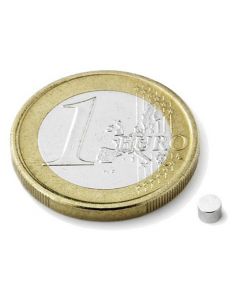 Scheibenmagnet / Rundmagnet Ø  3x 3mm – Neodym N45 (NdFeB) Nickel- hält 500g