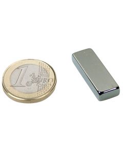 Quadermagnet Magnet-Quader  30 x 10 x  5mm Neodym N40, Nickel - Haftkraft 6,5 kg