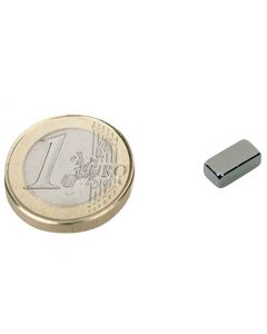Quadermagnet Magnet-Quader  10 x  6 x  2mm Neodym N52, Nickel - Haftkraft 1,25kg