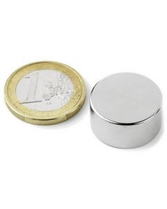 Scheibenmagnet / Rundmagnet Ø 20x10mm – Neodym N40 (NdFeB) Nickel - hält 12 kg
