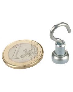 Magnethaken, Magnet mit Haken Ø 10 mm, Neodym, Zink - Hält 2 kg - Hakenmagnet