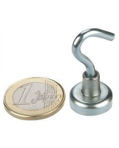 Magnethaken, Magnet mit Haken Ø 16 mm, Neodym, Zink - Hält 6 kg - Hakenmagnet