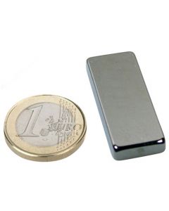 Quadermagnet Magnet-Quader  40 x 15 x  3mm Neodym N40, Nickel - hält 5,5 kg