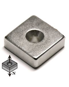 Quadermagnet mit Senkbohrung  10 x 10 x  3mm Neodym N35, Nickel - Nord - 1,5 kg