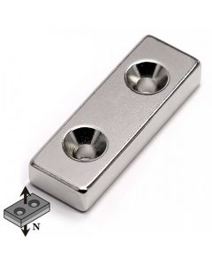Quadermagnet mit Senkbohrung  50 x 10 x  3mm Neodym N35, Nickel - Nord - 8,9 kg
