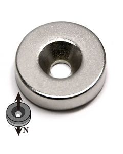 Ringmagnet mit Senkung Ø 12 / 4,3 x 5mm Neodym N35, Nickel - Nord - hält 2,2 kg