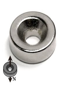 Ringmagnet mit Senkung Ø 10 / 3,2 x 5mm Neodym N35, Nickel - Nord - hält 1,9 kg