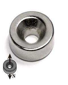 Ringmagnet mit Senkung Ø  8 / 2,2 x 5mm Neodym N35, Nickel - Nord - hält 1,5 kg