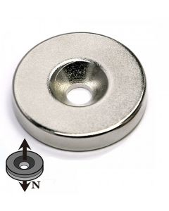 Ringmagnet mit Senkung Ø 18 / 4,3 x 5mm Neodym N35, Nickel - Nord - hält 4,2 kg