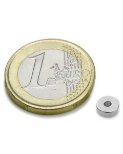 Ringmagnet Magnetring Ø  6/3 x 2,5 mm Neodym N42, Nickel - diametral - Hält 800g