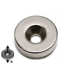 Ringmagnet mit Senkung Ø 12 / 4,3 x 5mm Neodym N35, Nickel - Süd - hält 2,2 kg