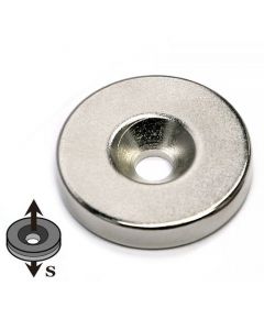 Ringmagnet mit Senkung Ø 18 / 4,3 x 5mm Neodym N35, Nickel - Süd - hält 4,2 kg