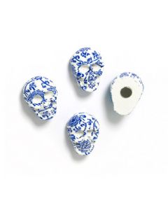 4 x Kühlschrankmagnete SKULL, blau-weiß 16 x 21 x 10mm - Magnete für Pinnwand